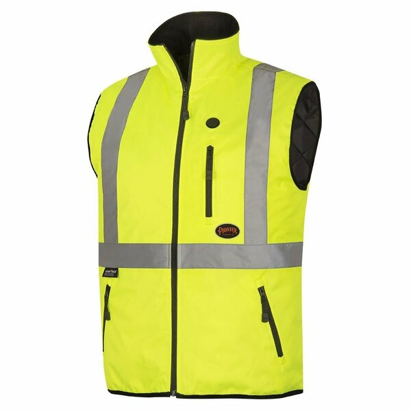 Pioneer Hi-Vis Heated Insulated Safety Vest, 100% Waterproof, Hi-Vis Yellow, L V1210260U-L